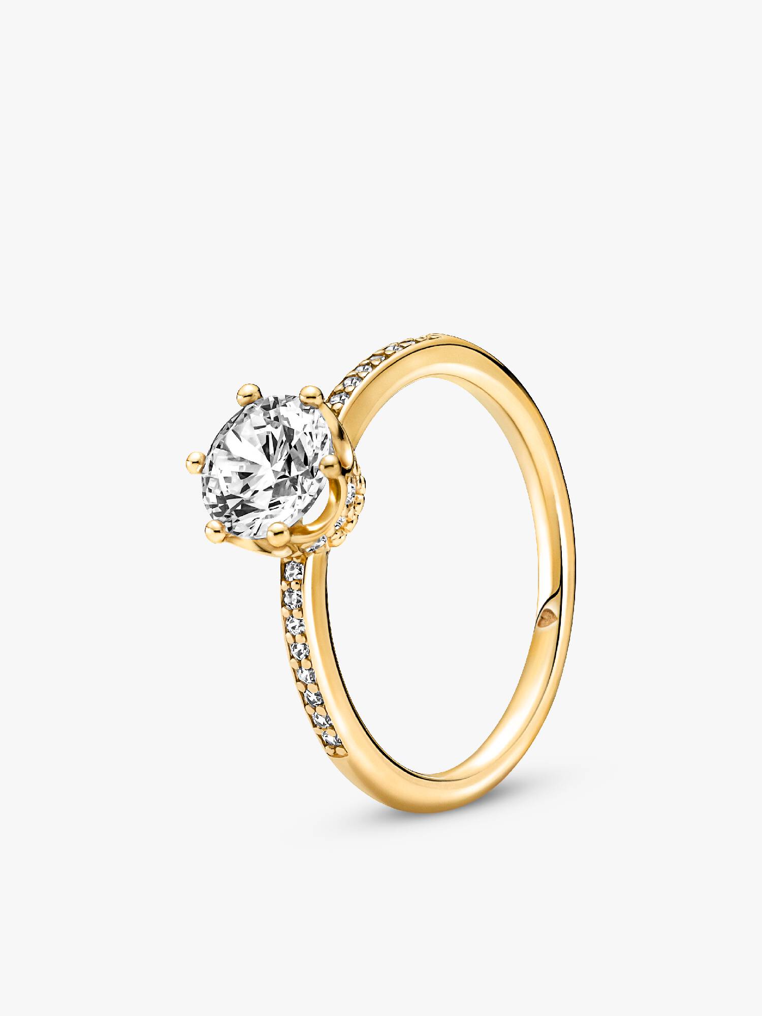 Anillo solitario Corona reluciente transparente