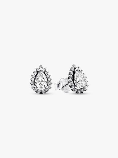 Aretes de botón Halo Brillante Corte Pera