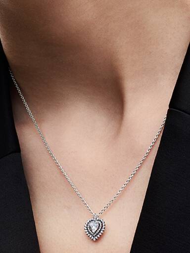 Collar con Colgante Corazón Halo Brillante