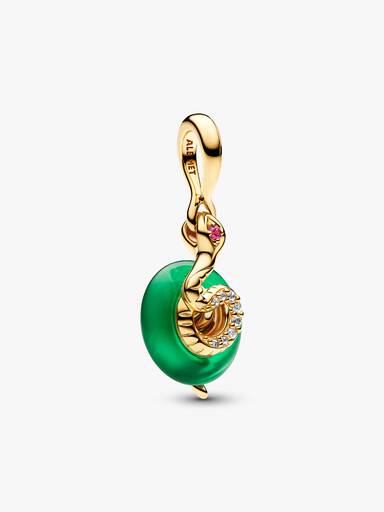 Charm Colgante cristal Murano verde con serpiente