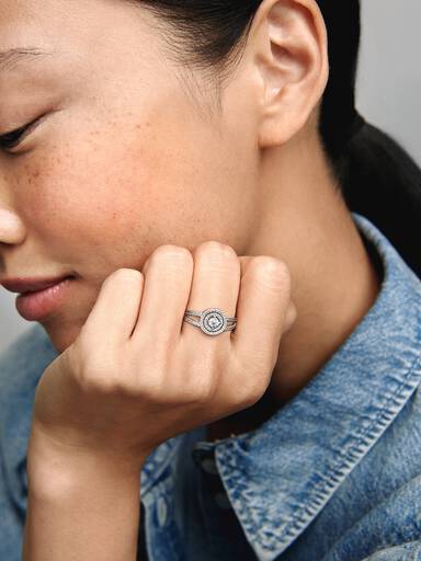 Anillo Halo doble resplandeciente