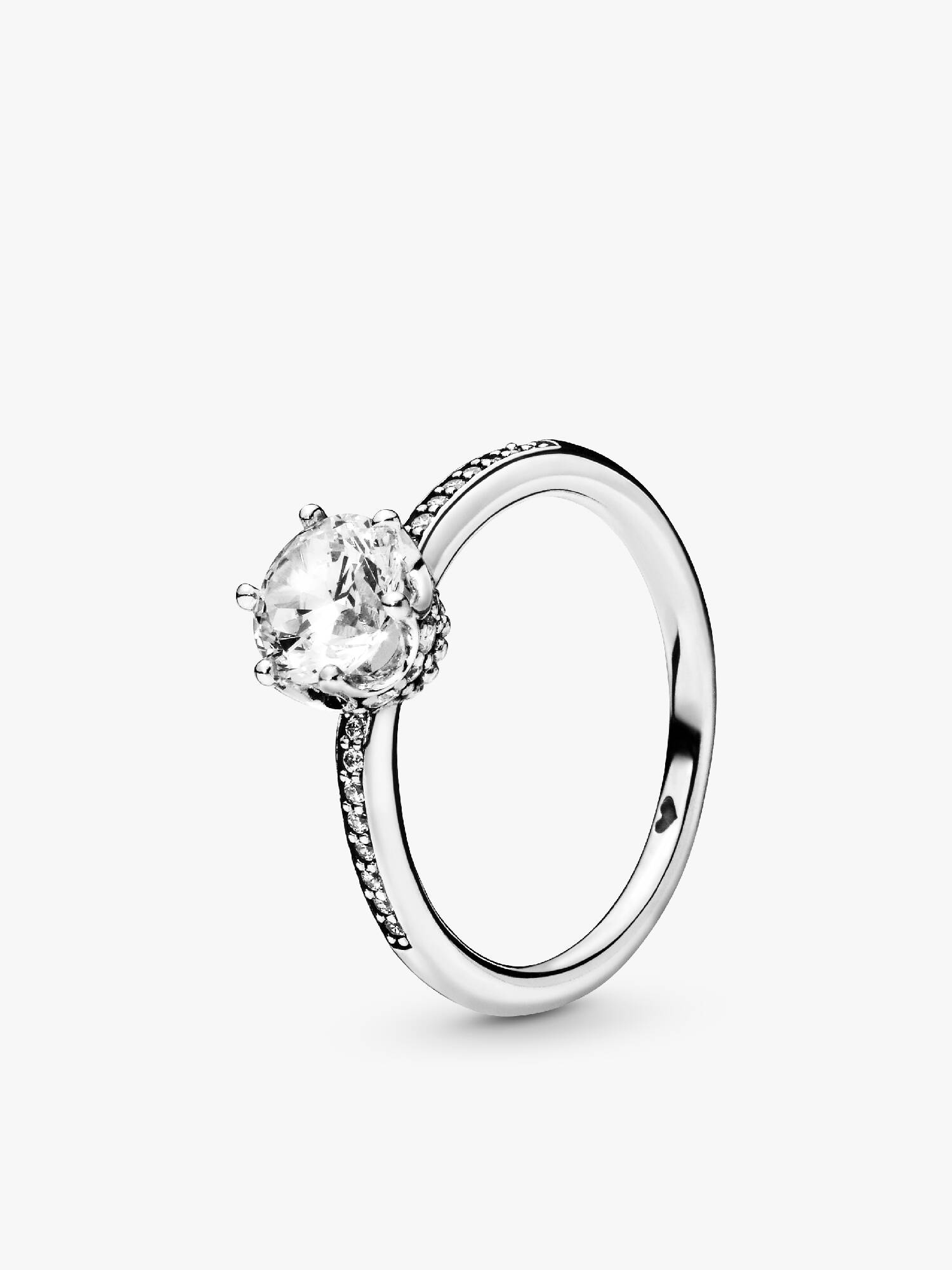 Anillo solitario Corona reluciente transparente