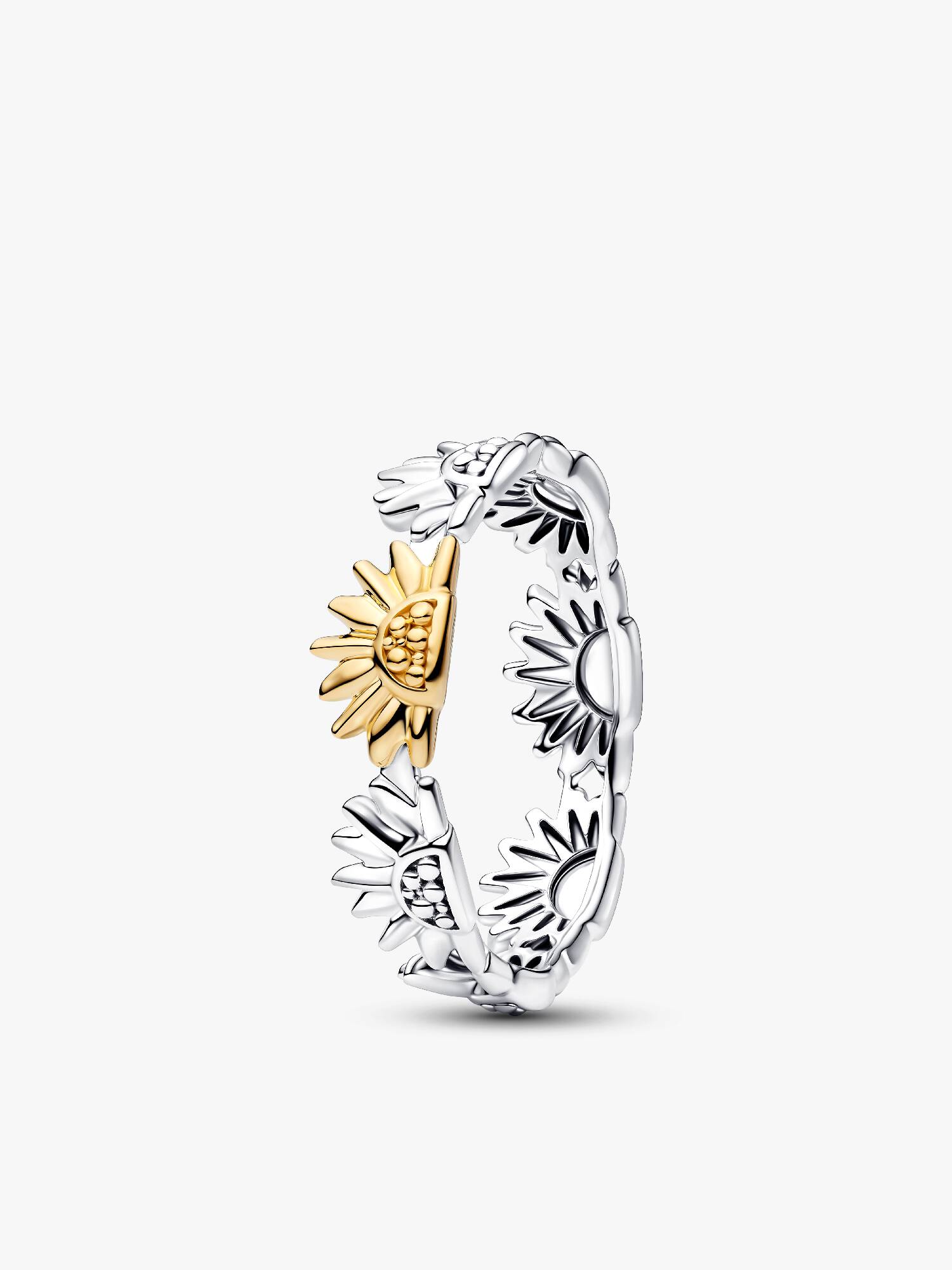Anillo Girasol en banda de dos tonos