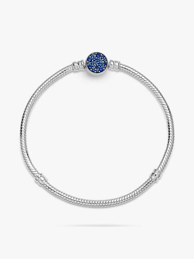 Brazalete cadena de serpiente con broche de disco azul brillante