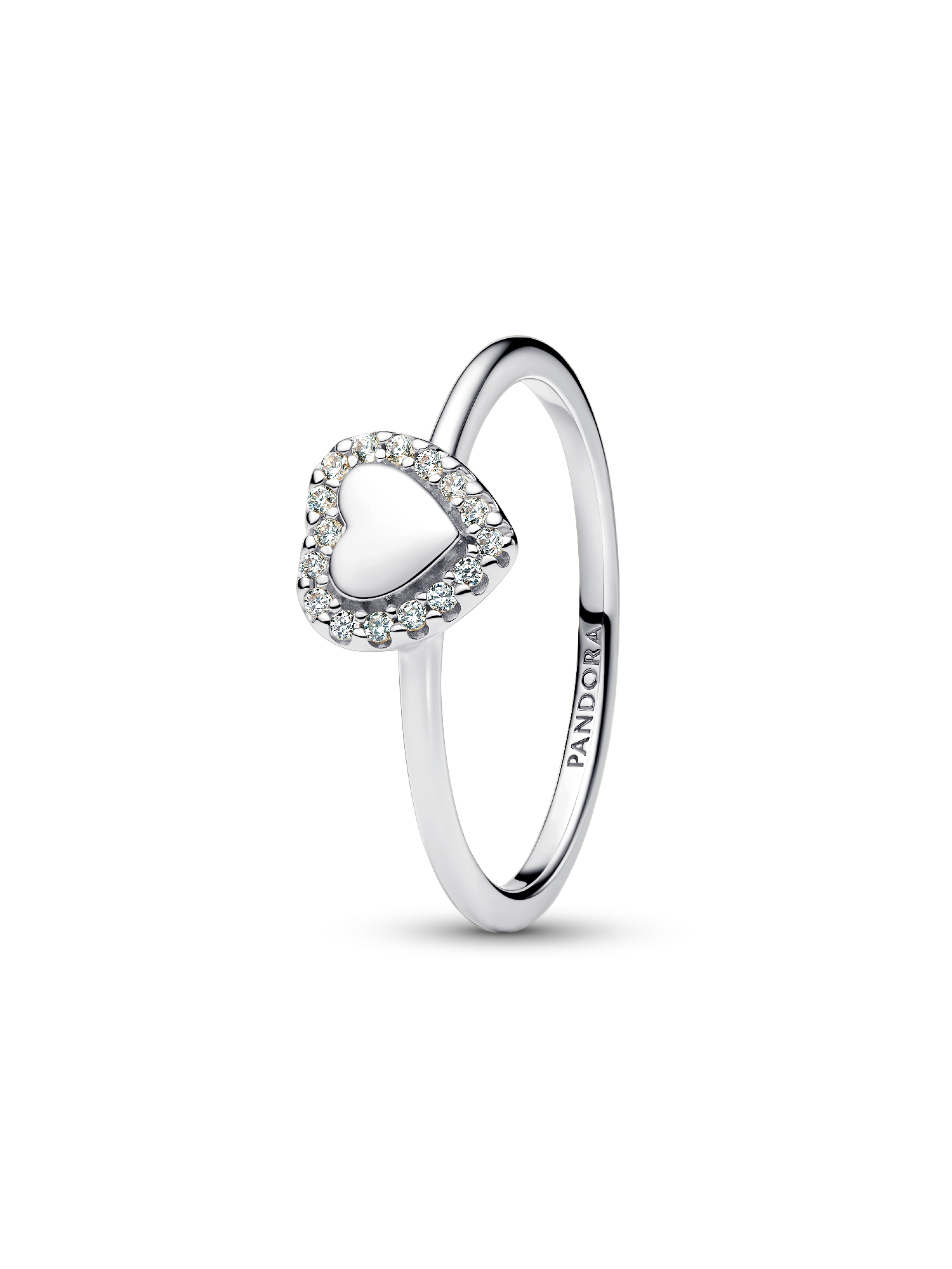 Anillo Halo y Corazón Grabable Plateado
